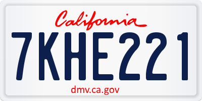 CA license plate 7KHE221
