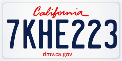 CA license plate 7KHE223