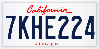 CA license plate 7KHE224