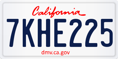 CA license plate 7KHE225