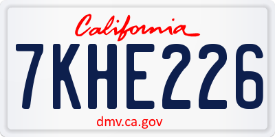 CA license plate 7KHE226