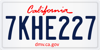 CA license plate 7KHE227