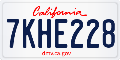 CA license plate 7KHE228