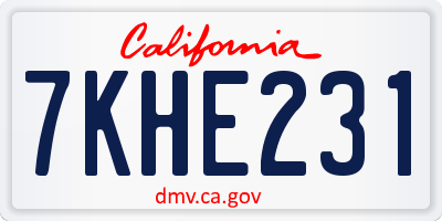 CA license plate 7KHE231