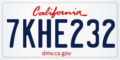 CA license plate 7KHE232