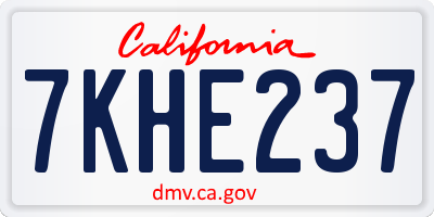CA license plate 7KHE237