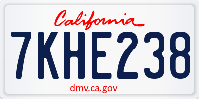 CA license plate 7KHE238