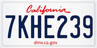 CA license plate 7KHE239