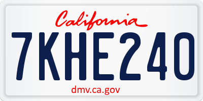 CA license plate 7KHE240