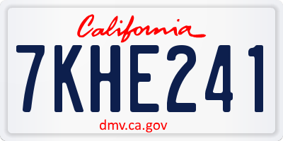 CA license plate 7KHE241