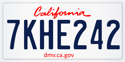 CA license plate 7KHE242
