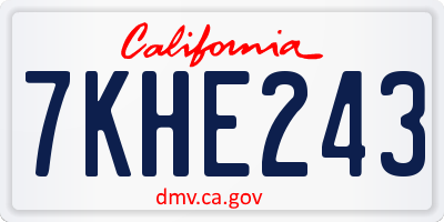 CA license plate 7KHE243