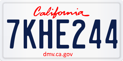 CA license plate 7KHE244