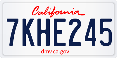 CA license plate 7KHE245