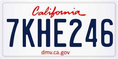 CA license plate 7KHE246