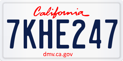CA license plate 7KHE247