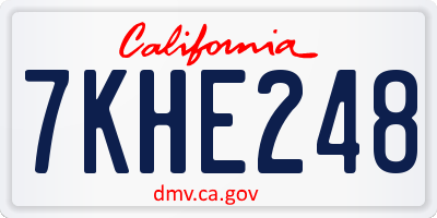 CA license plate 7KHE248
