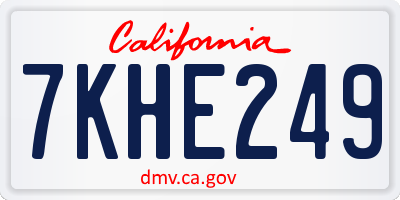 CA license plate 7KHE249