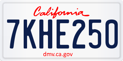 CA license plate 7KHE250