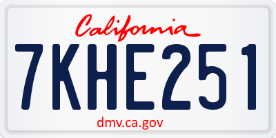 CA license plate 7KHE251
