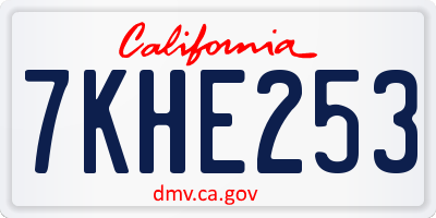 CA license plate 7KHE253