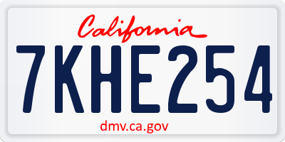 CA license plate 7KHE254