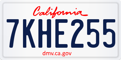CA license plate 7KHE255