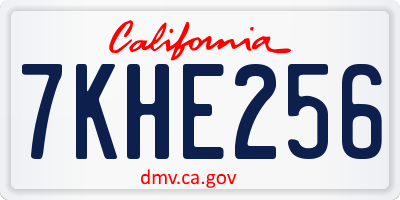 CA license plate 7KHE256