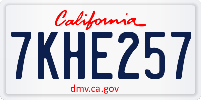CA license plate 7KHE257