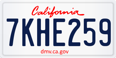 CA license plate 7KHE259