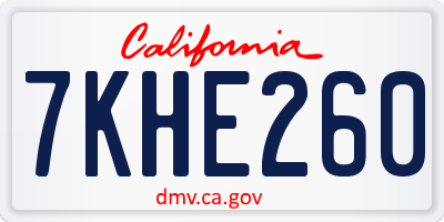 CA license plate 7KHE260