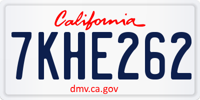 CA license plate 7KHE262