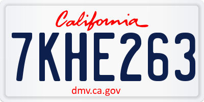 CA license plate 7KHE263