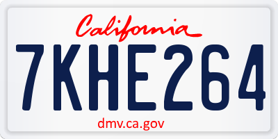CA license plate 7KHE264