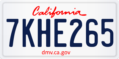 CA license plate 7KHE265