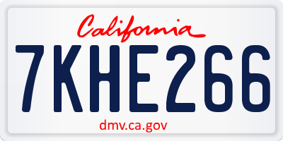 CA license plate 7KHE266