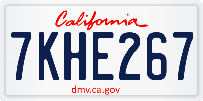 CA license plate 7KHE267