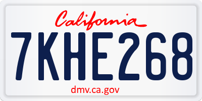 CA license plate 7KHE268