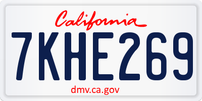 CA license plate 7KHE269