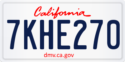 CA license plate 7KHE270