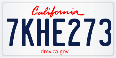 CA license plate 7KHE273