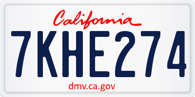CA license plate 7KHE274