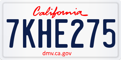 CA license plate 7KHE275