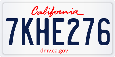 CA license plate 7KHE276
