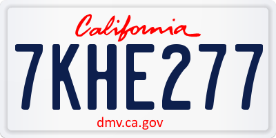 CA license plate 7KHE277
