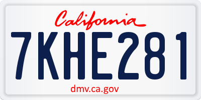 CA license plate 7KHE281