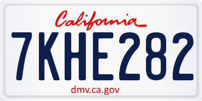 CA license plate 7KHE282