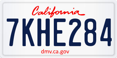 CA license plate 7KHE284