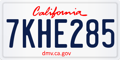 CA license plate 7KHE285
