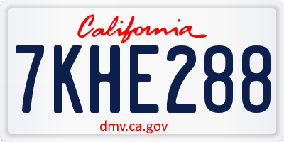 CA license plate 7KHE288